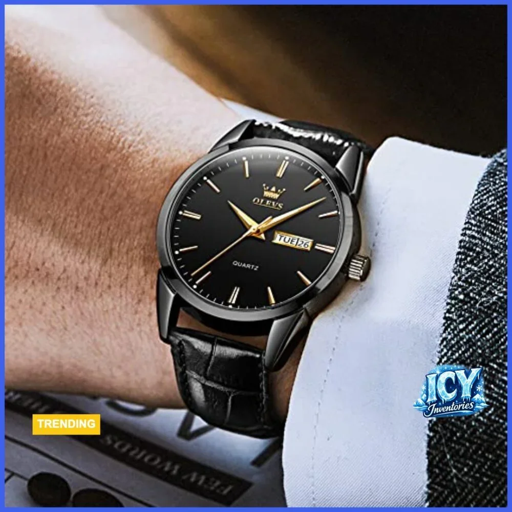 Stainless Steel Analog Quartz Watch with Day Date Luminous Hands